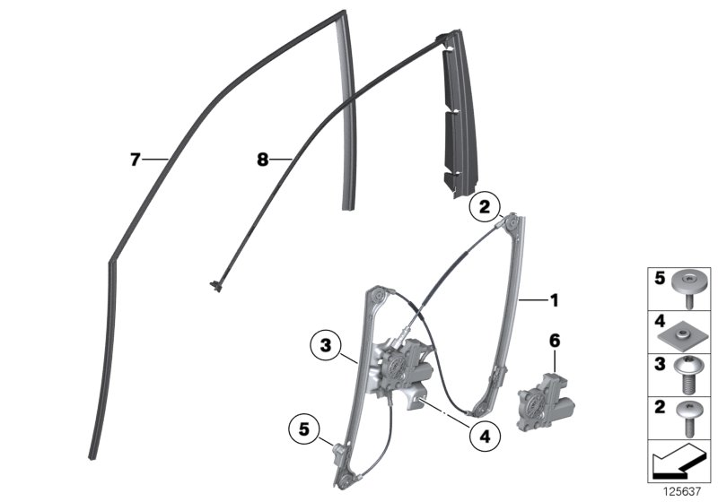 Door window lifting mechanism front
