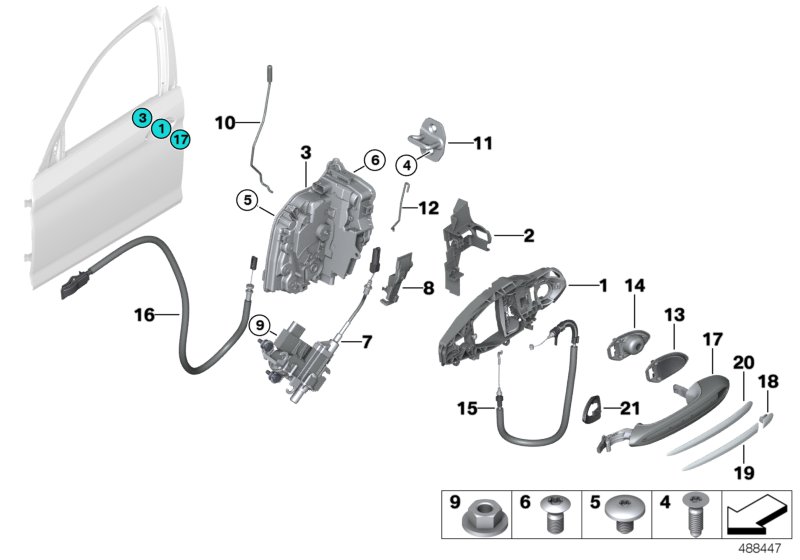 Locking system, door, front