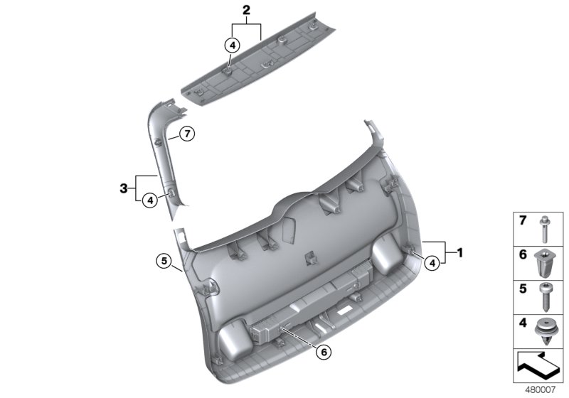 Trim panel, trunk lid