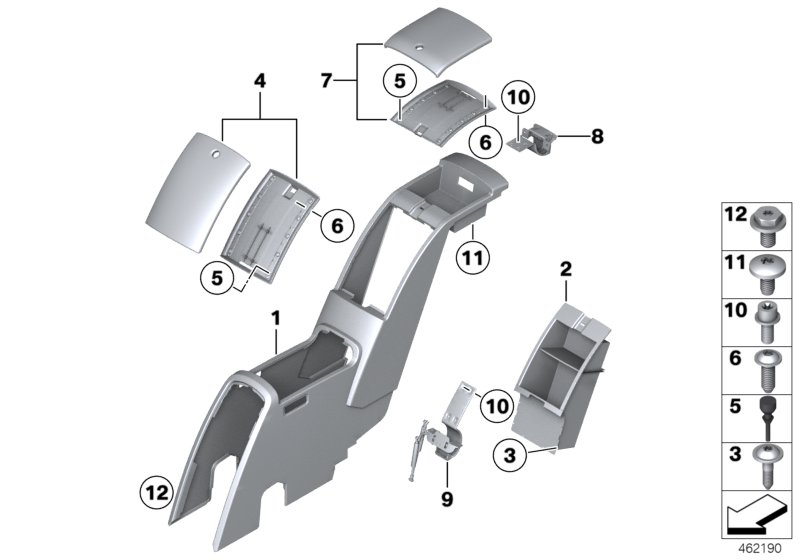 Centre console, rear cabin