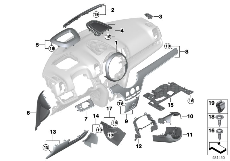 Mounting parts, instrument panel