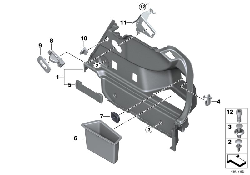 Trunk trim panel, right