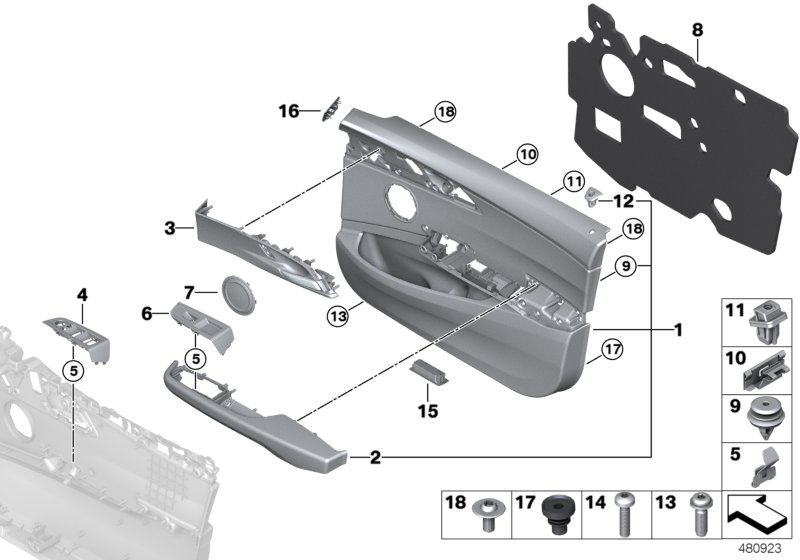 Door trim panel, front
