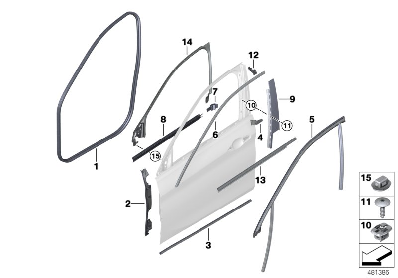 Trims and seals, door, front