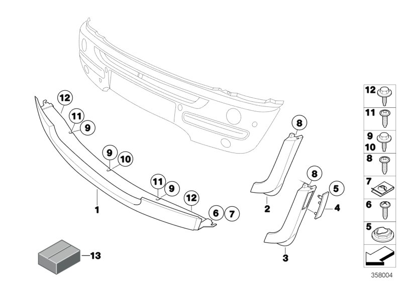 Trim panel, trim elements, front