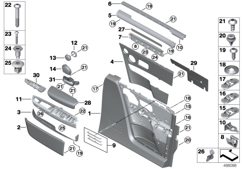 Door trim panel, front