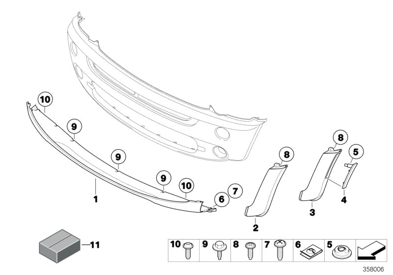 Trim panel, trim elements, front