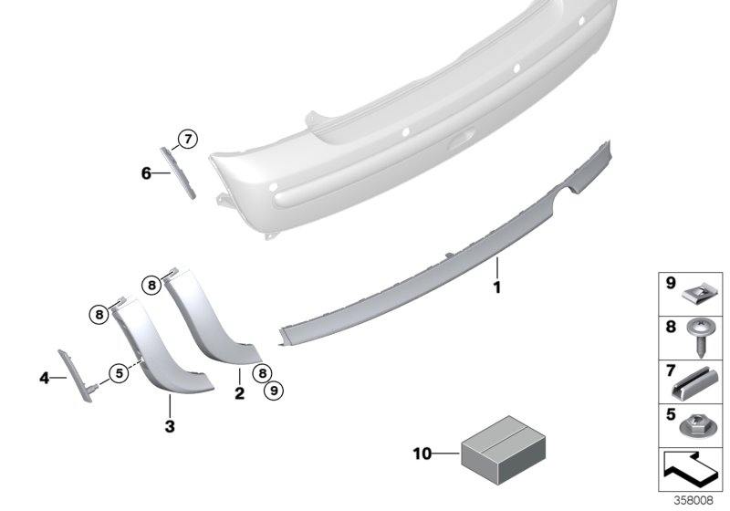 Trim panel, trim elements, rear