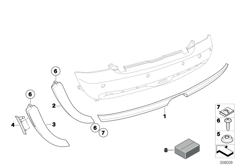 Trim panel, trim elements, rear