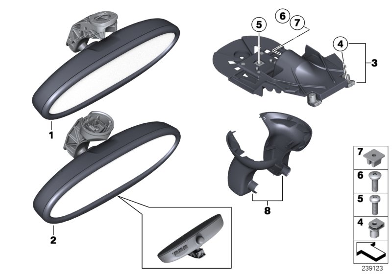 Inside mirror manually dippable