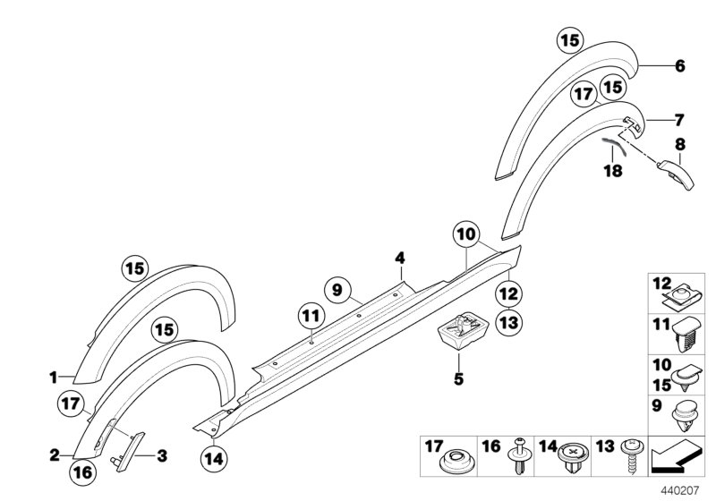 Cover door sill / wheel arch
