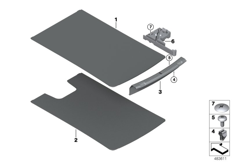 Trim panel, trunk floor