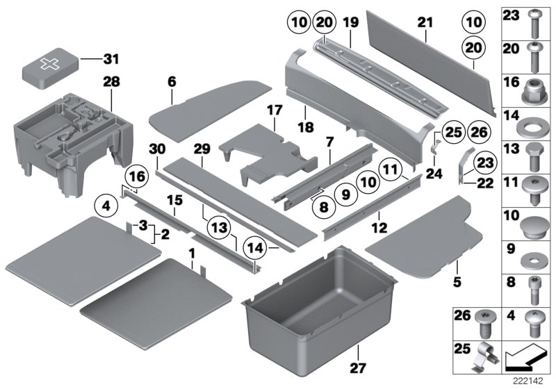 Trim panel, trunk floor