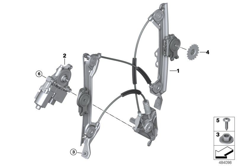 Door window lifting mechanism rear