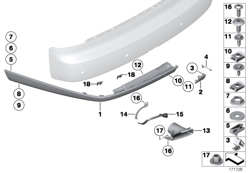 Trim panel, trim elements, rear