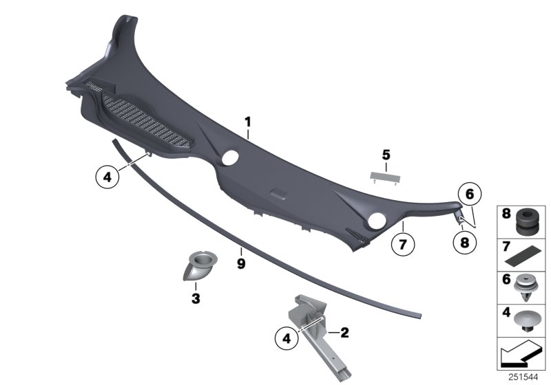 Trim panel, cowl panel, exterior