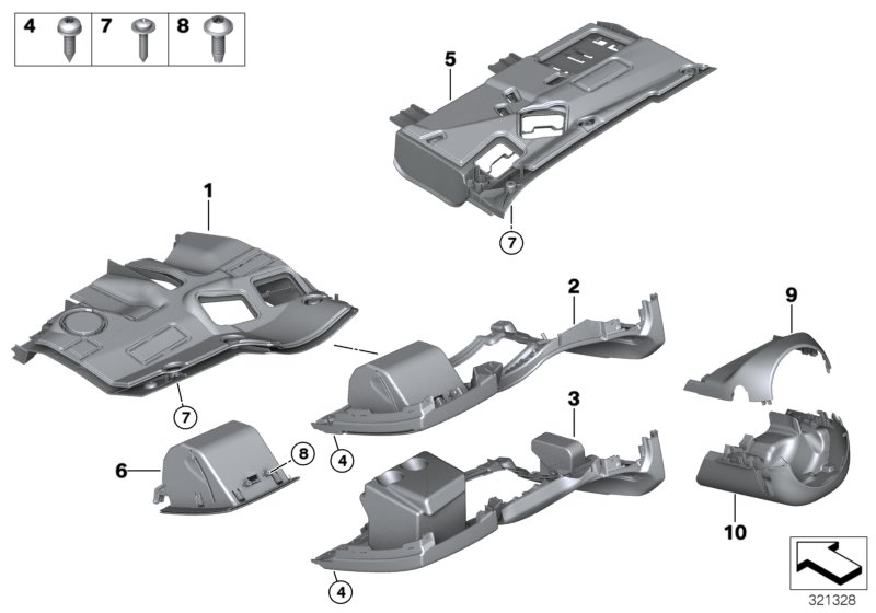 Mounting parts, instrument panel, bottom