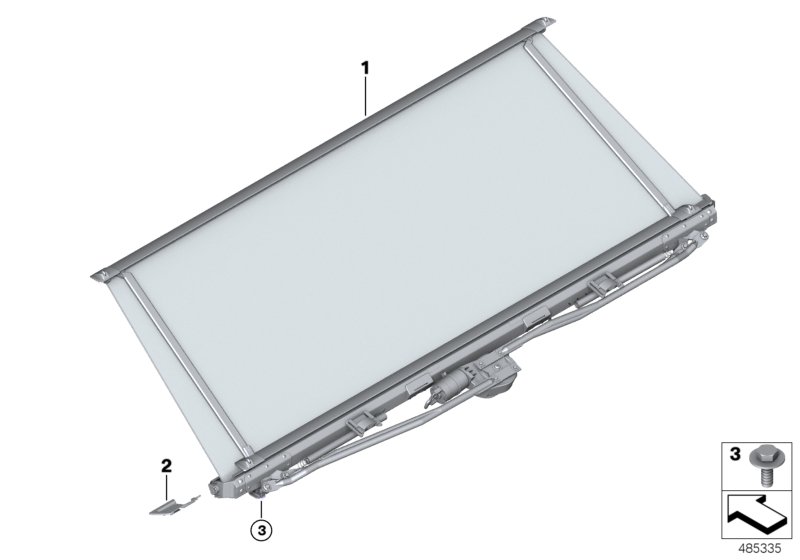 Roller sun blind, storage shelf