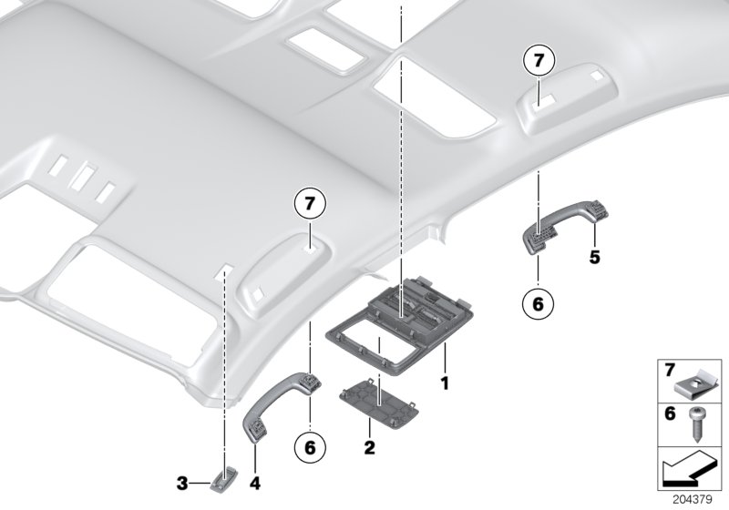 Mounting parts, roofliner