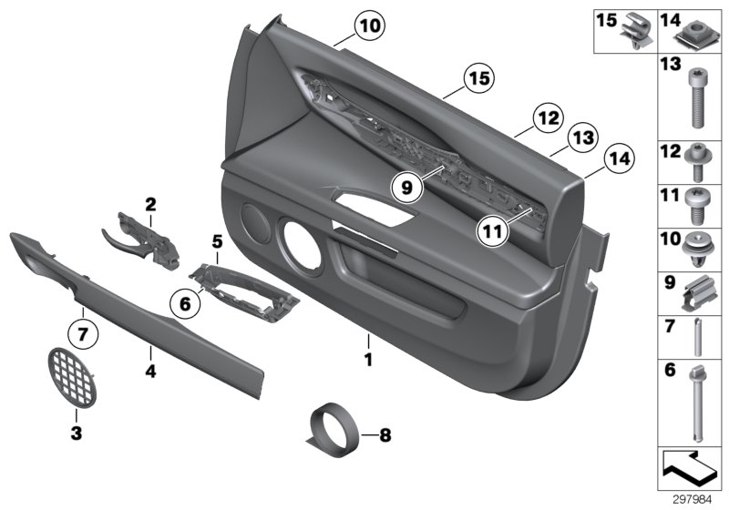 Door trim panel, front