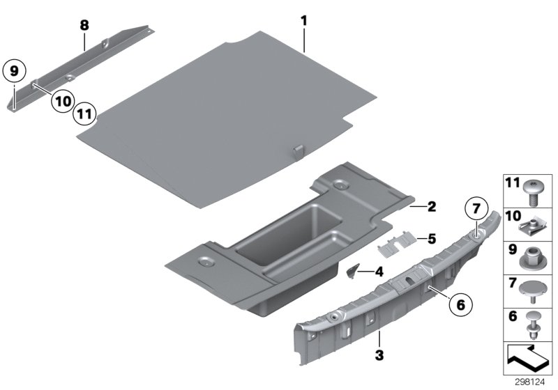 Trim panel, trunk floor