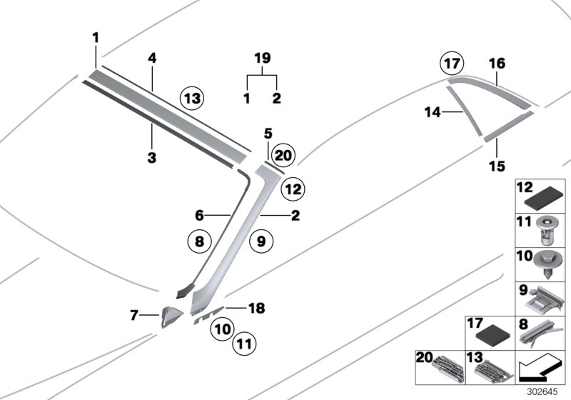 Glazing, mounting parts