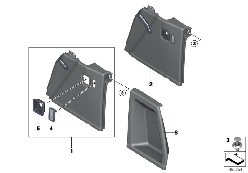 Trunk trim panel, right
