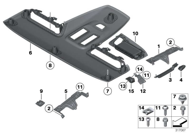 Mounting parts, roofliner