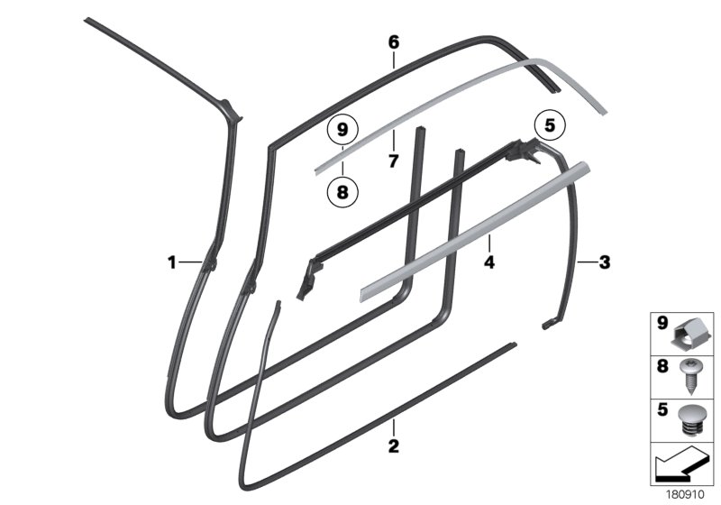 Trims and seals, door, front