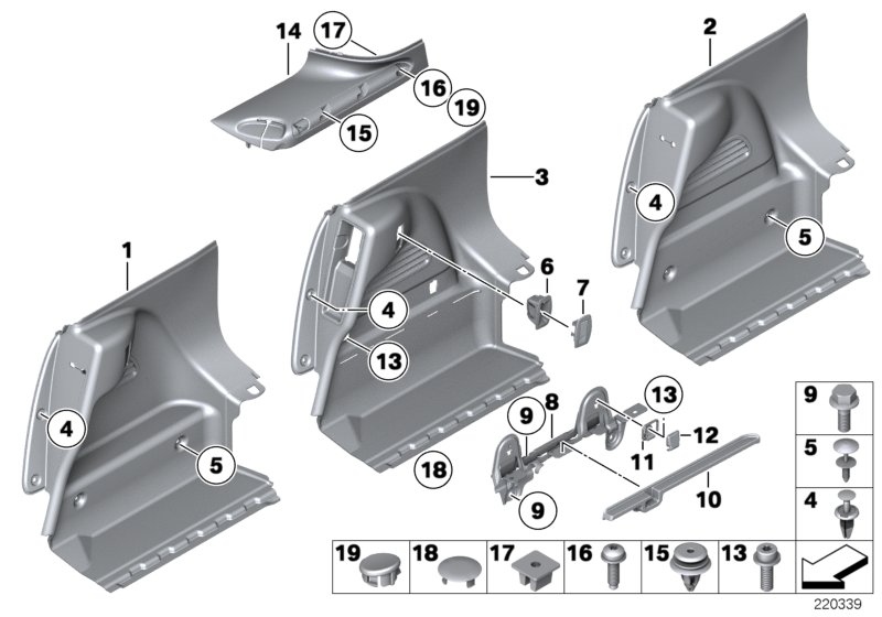 Trunk trim panel, right