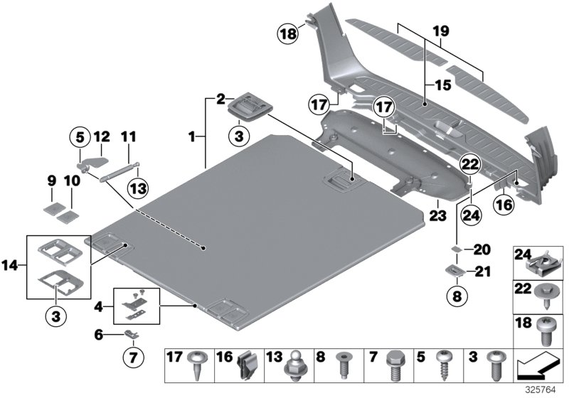 Trim panel, trunk floor