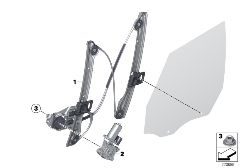 Door window lifting mechanism front
