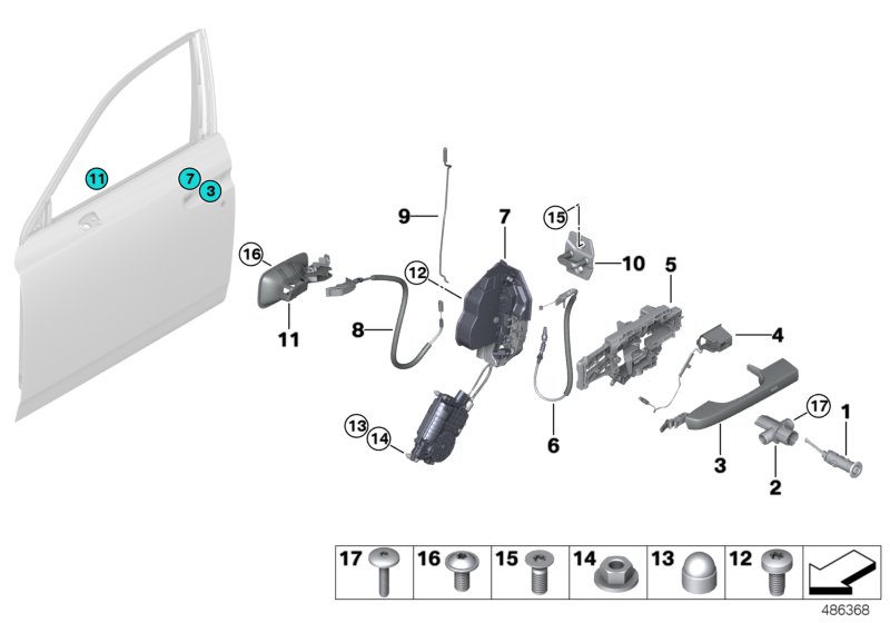 Locking system, door, front