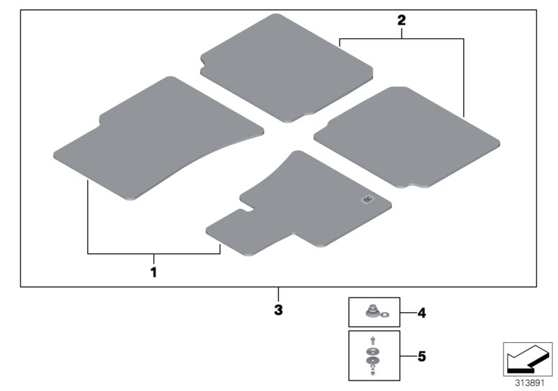 Set floor mats, lamb skin