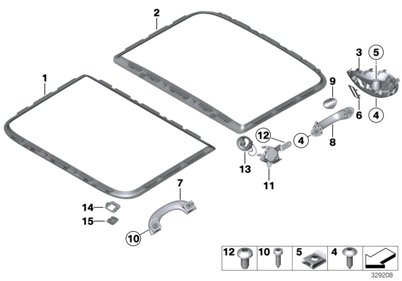 Mounting parts, roofliner