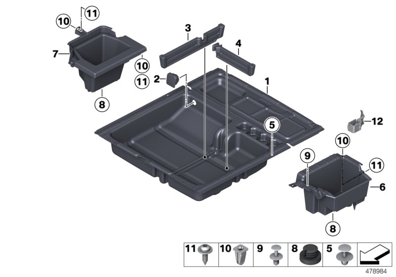 Storage tray, luggage-compartment floor