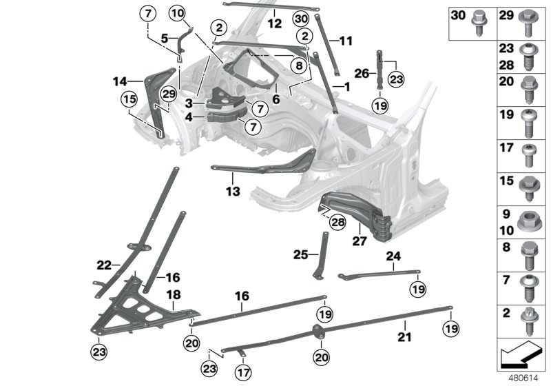 Brace for body front end