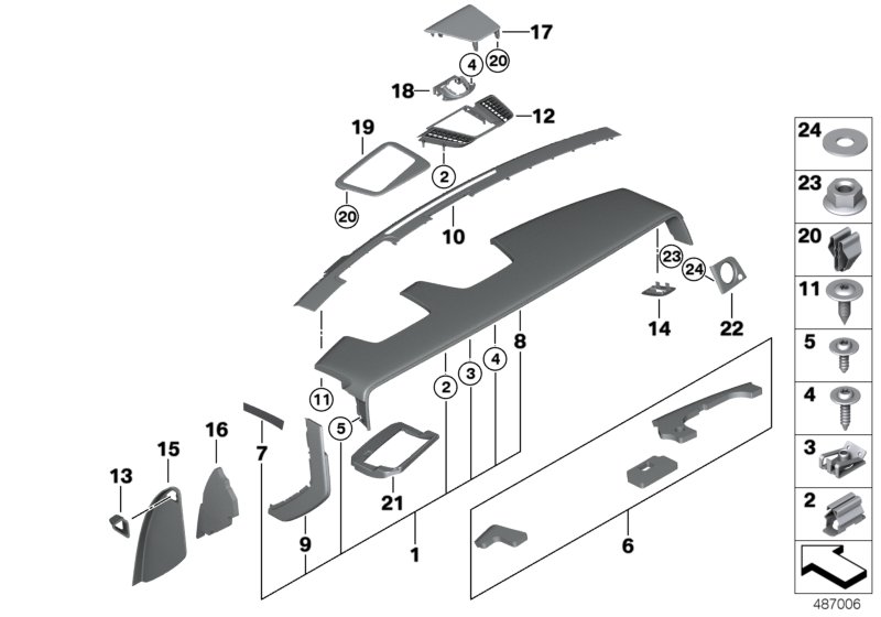 Instrument panel, upper part