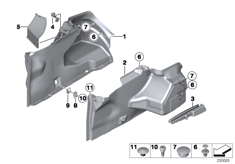 Lateral trunk floor trim panel