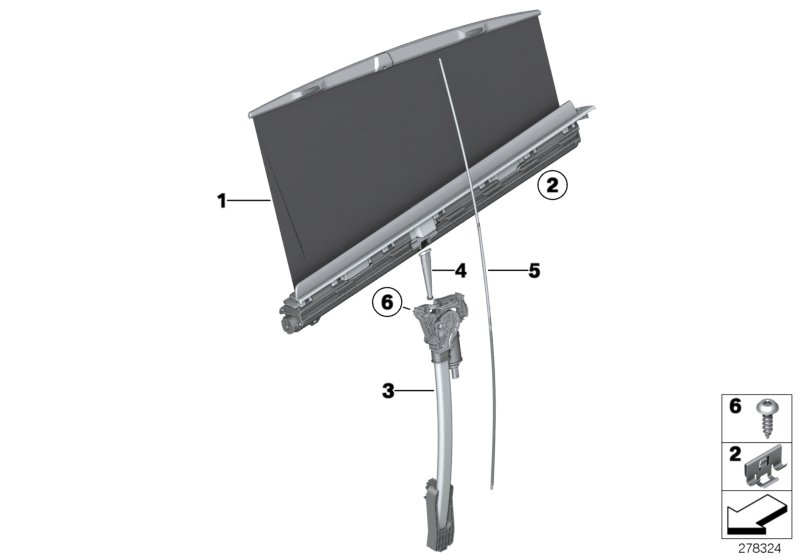 Roller sun visor, rear door