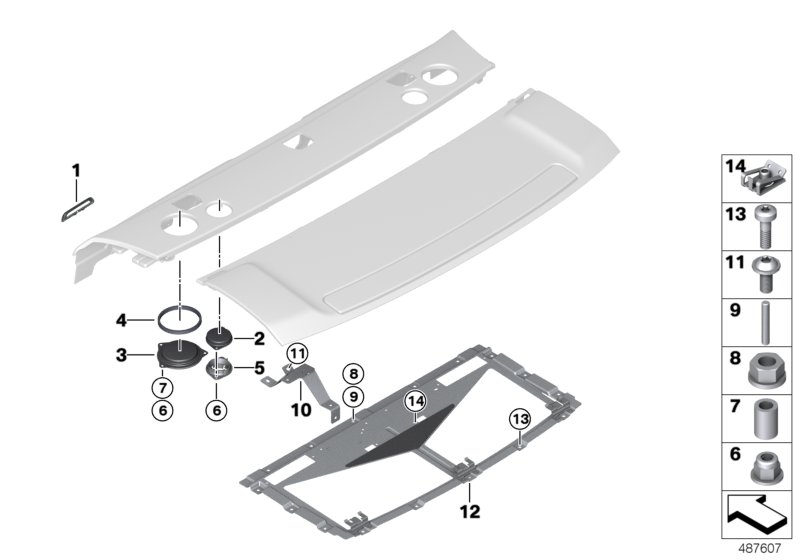 Mounted parts for storage shelf