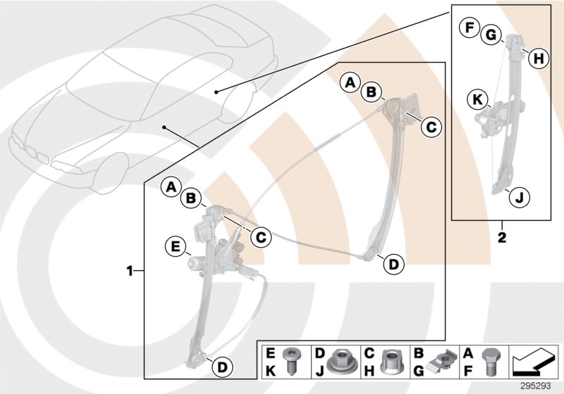 Mounting kit, power window regulator