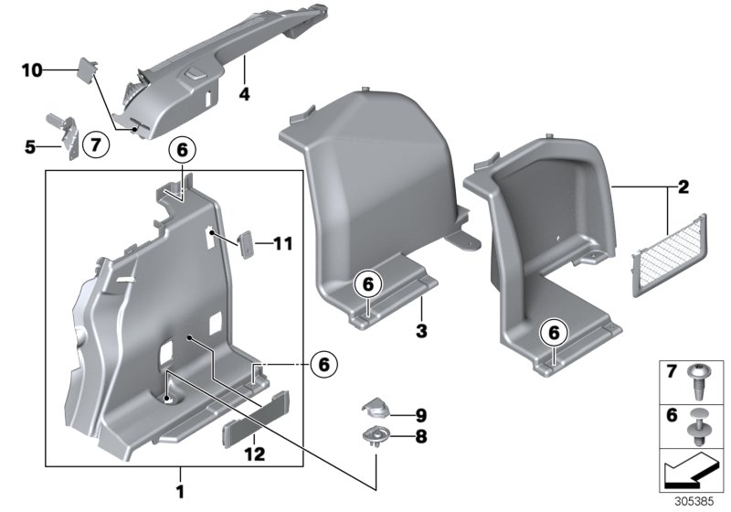 Trunk trim panel, right