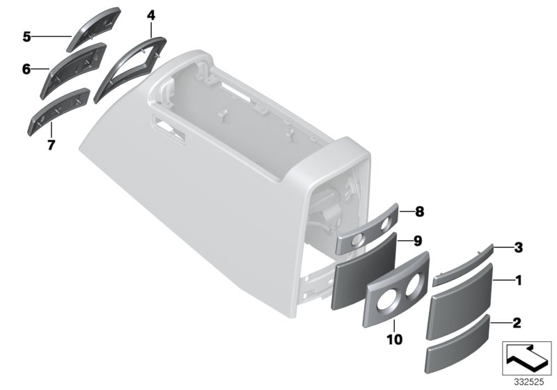 Centre console, trims