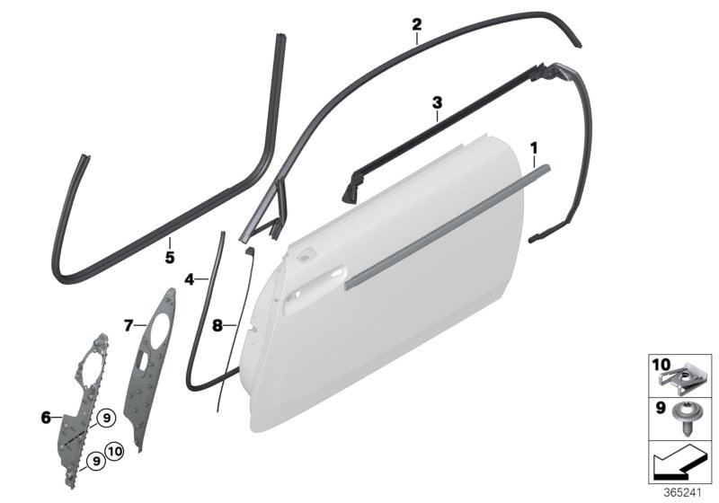 Trims and seals, door, front