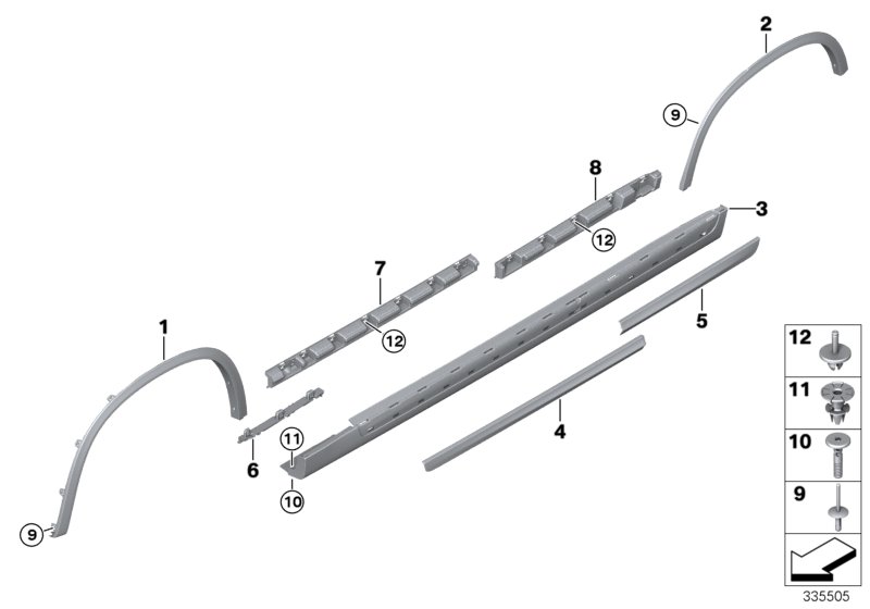 Cover door sill / wheel arch