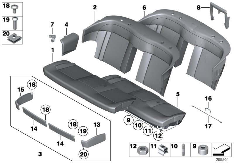Seat, rear, cushion, & cover, basic seat