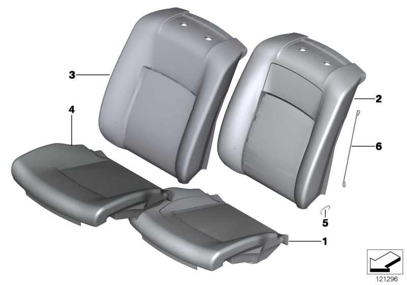 Seat, front, cushion and cover