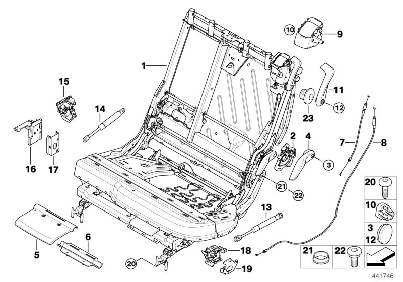 Seat, rear, seat frame, left