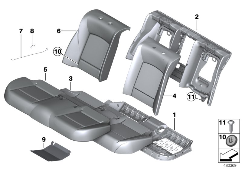 Seat, rear, cushion, & cover, basic seat